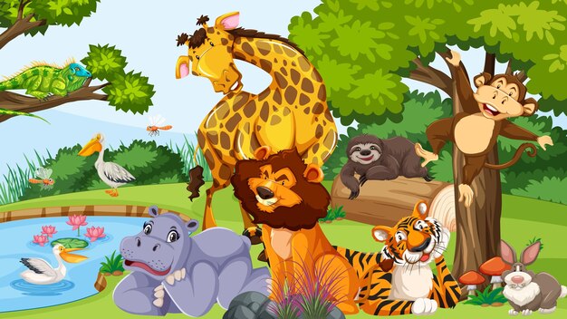 Картинка фон дикие животные Animals in the wild Vectors & Illustrations for Free Download Freepik