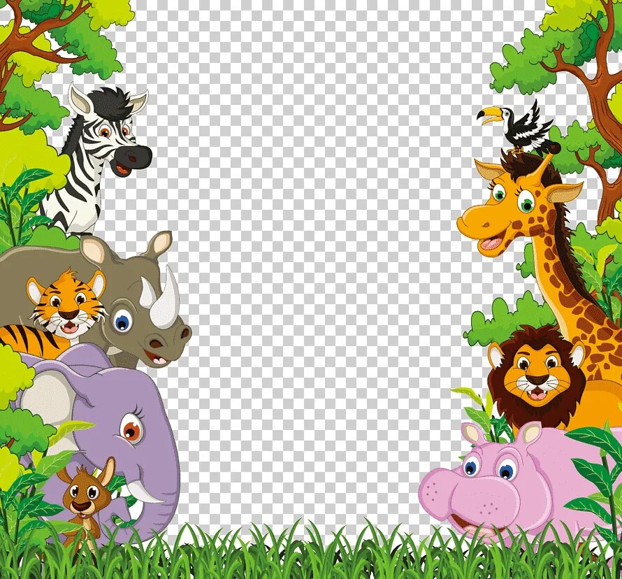 Картинка фон дикие животные Animal Jungle, Giraffe elephant zebra lion, zoo animals illustration, animals, l