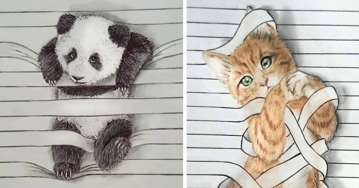 Картинка где нарисованы животные I Draw Animals That Don’t Want To Stay Between The Lines Cute animal drawings, A