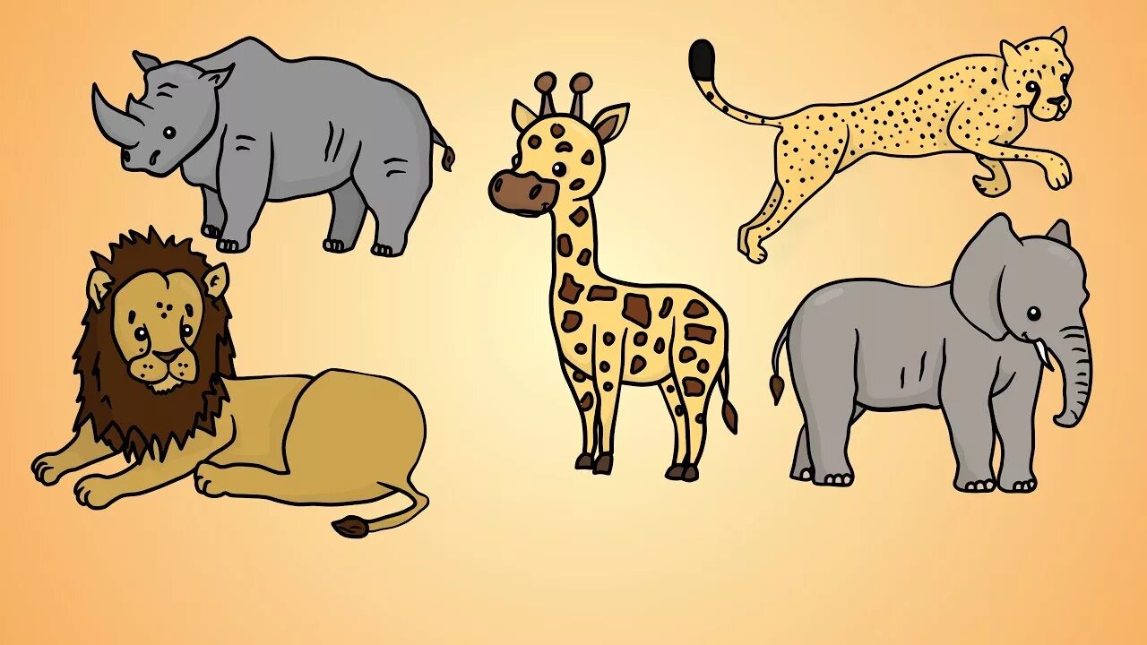 Картинка где нарисованы животные Draw Five: How to Draw African Animals - YouTube
