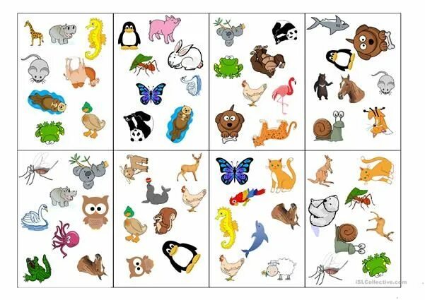 Картинка где найти животные Spot-it card game (animals) - English ESL Powerpoints Animal games, Cards, Games