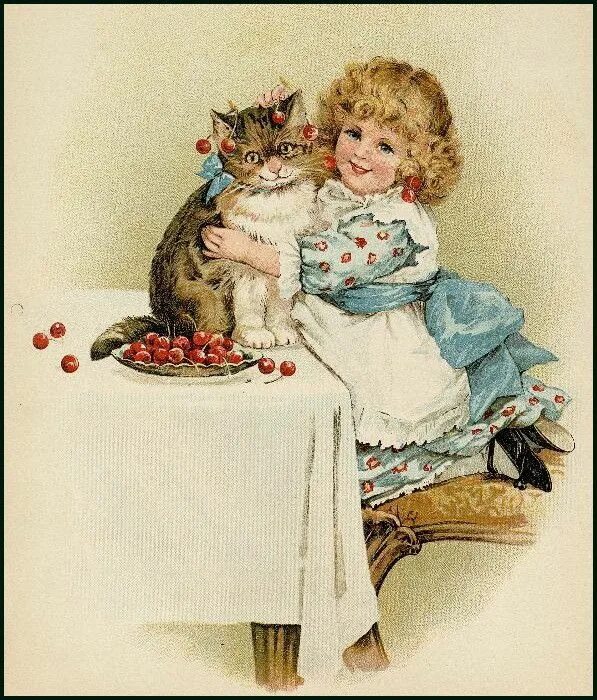 Картинка хорошего дня ретро 3 cartes vintage enfants - Page 4 Vintage illustration children, Kittens vintage