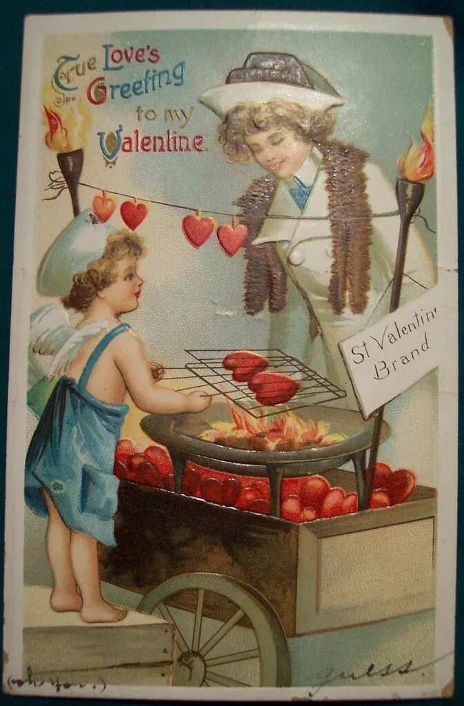 Картинка хорошего дня ретро Vintage Valentine's Day Postcard Tarjeta de felicitación, Ilustración vintage, T