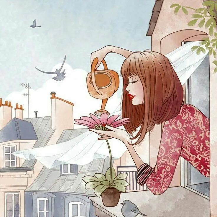 Картинка хорошего дня рисованная Pin on Paintings Illustration art girl, Girls cartoon art, Illustration art