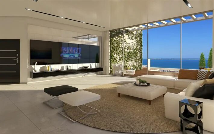 Картинка интерьер дома Download wallpapers luxurious modern design of the living room, stylish interior