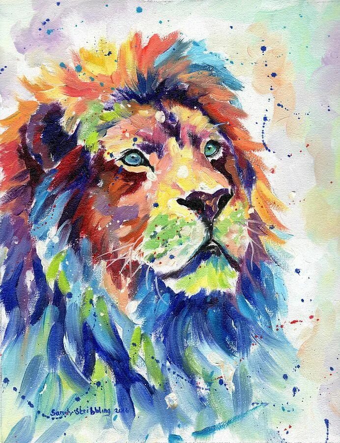 Картинка красками животных African Lion Dream Series by Sarah Stribbling Lion painting, Lion art, African l
