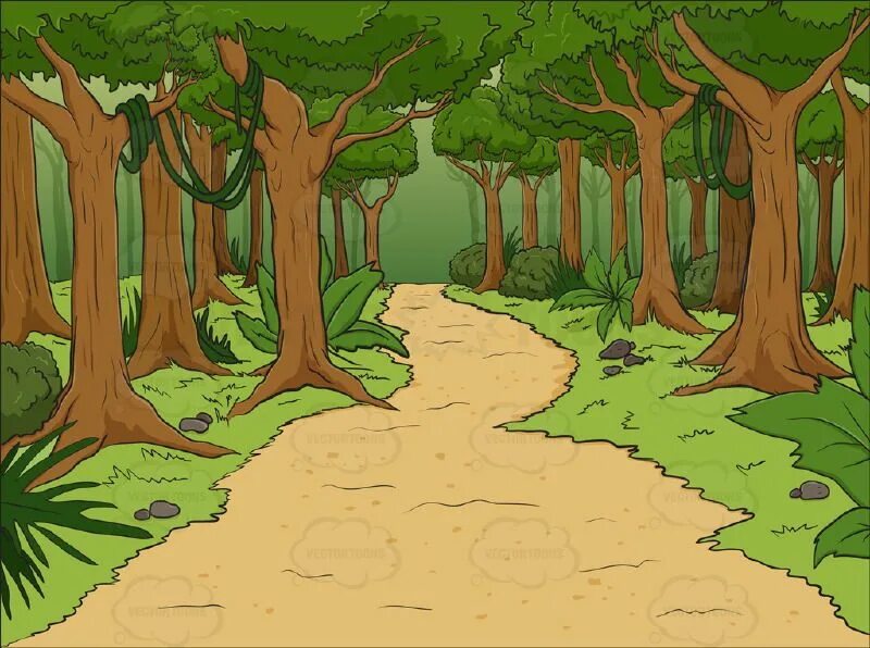 Картинка лес без животных Lush Forest With Walking Path Background Forest cartoon, Forest background, Phot