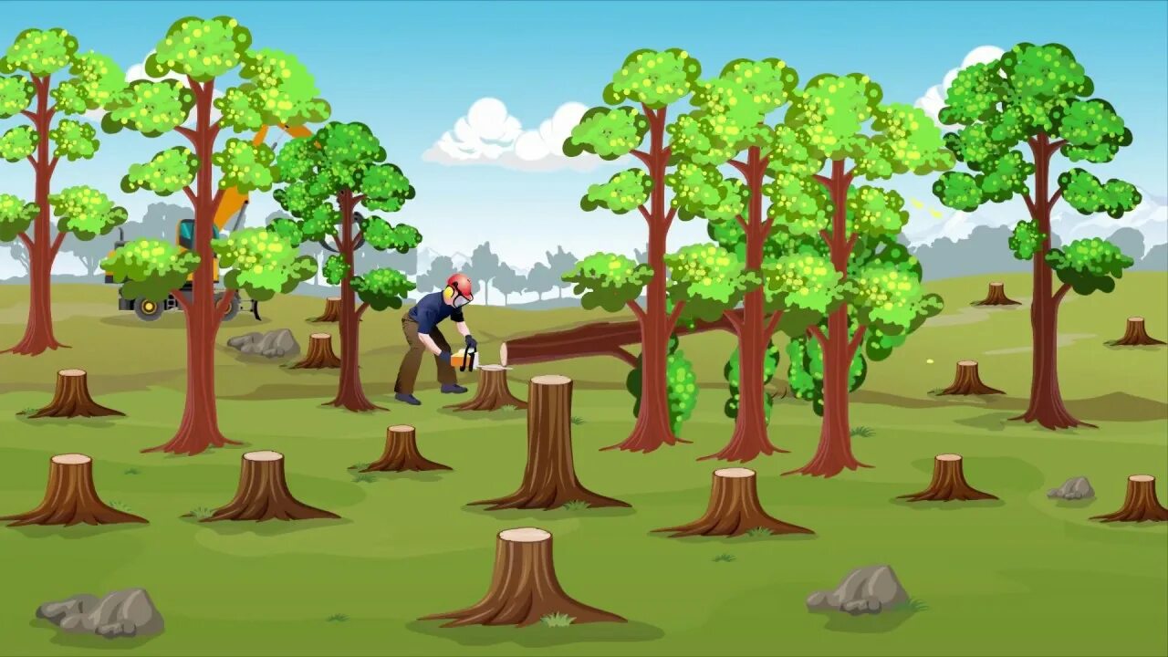 Картинка лес без животных для детей Deforestation Animaion, forest Animation - YouTube