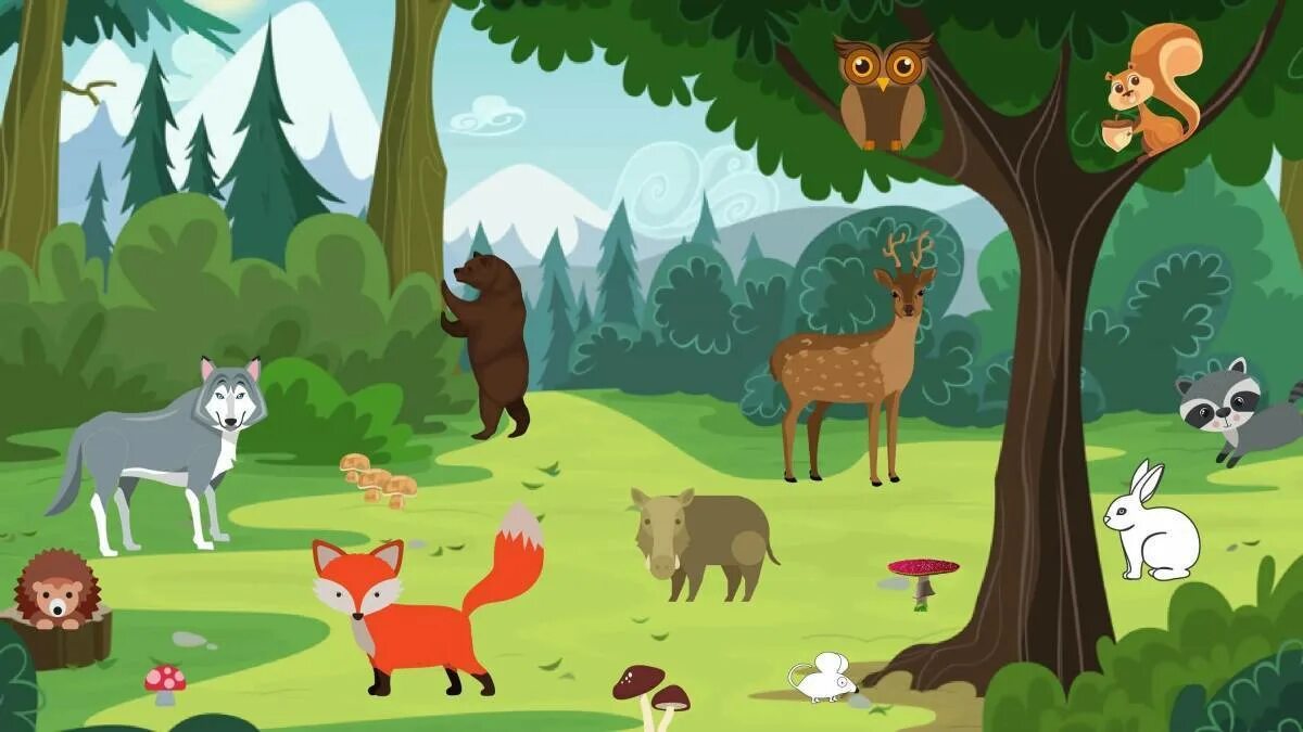 Картинка лес без животных для детей Картинки Лесные звери (30 шт.) - #3982