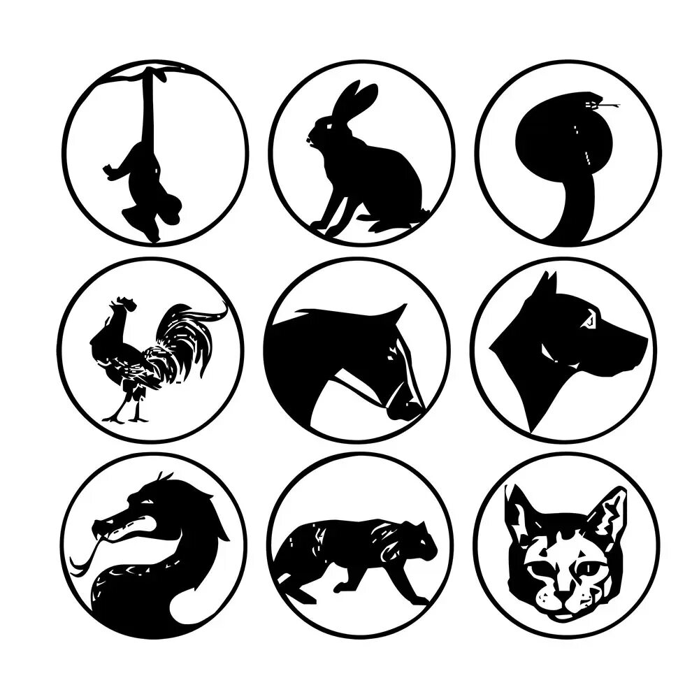 Картинка маркировка животных 7*7CM 9pics Round badge Animal head Sticker Motorcycle Car Accessories vinyl win