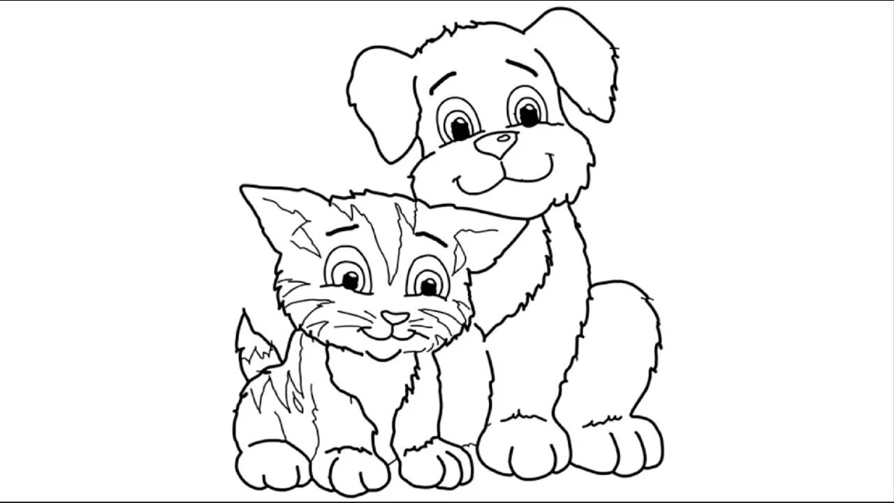 Картинка мое любимое животное Cute Puppy And Kitten How To Draw Animals for Kids Drawing of Dog and Cat - YouT