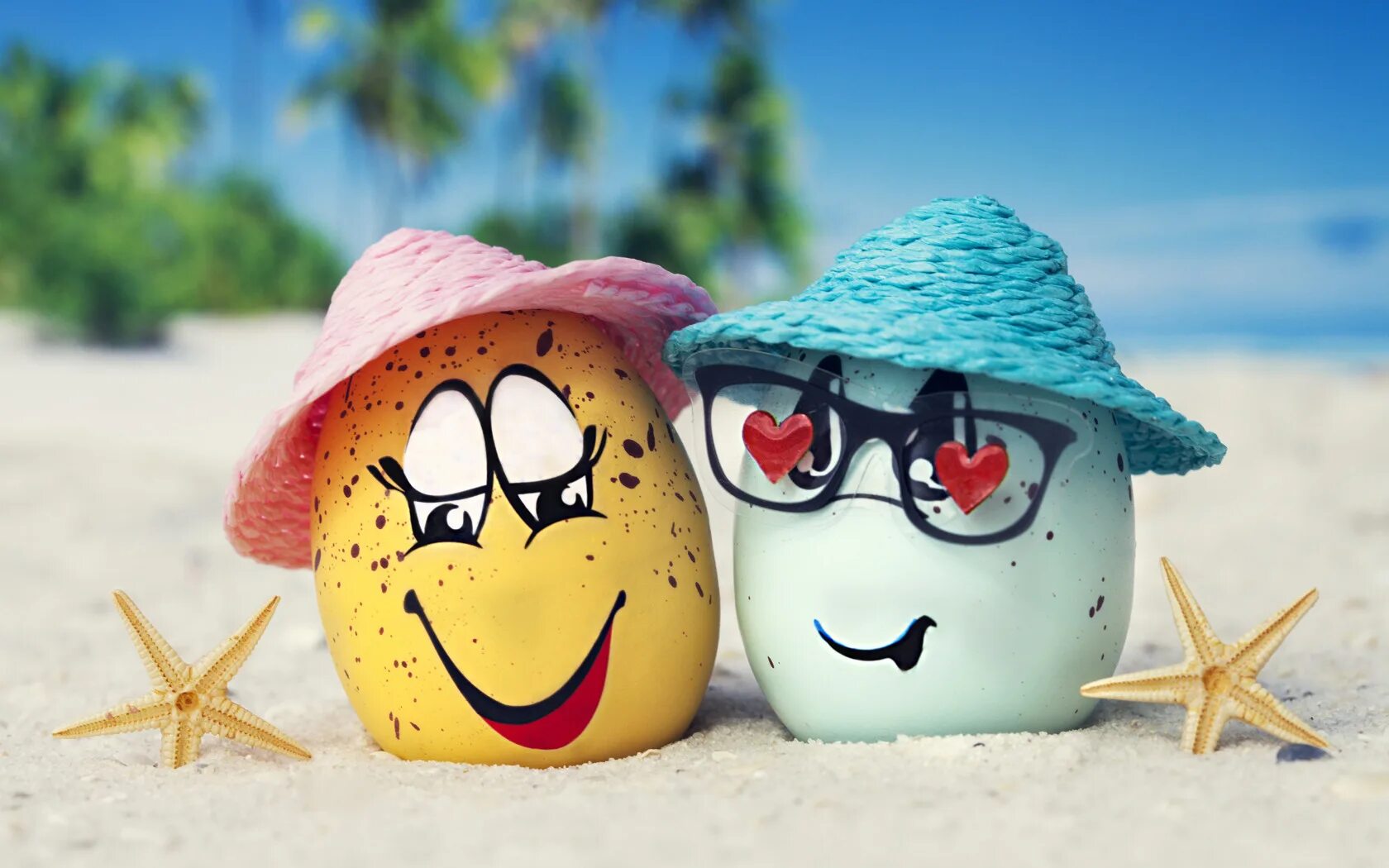 Картинка на экран позитивная Скачать обои summer, happy, beach, eggs, funny, glasses, cute, tropical, раздел 