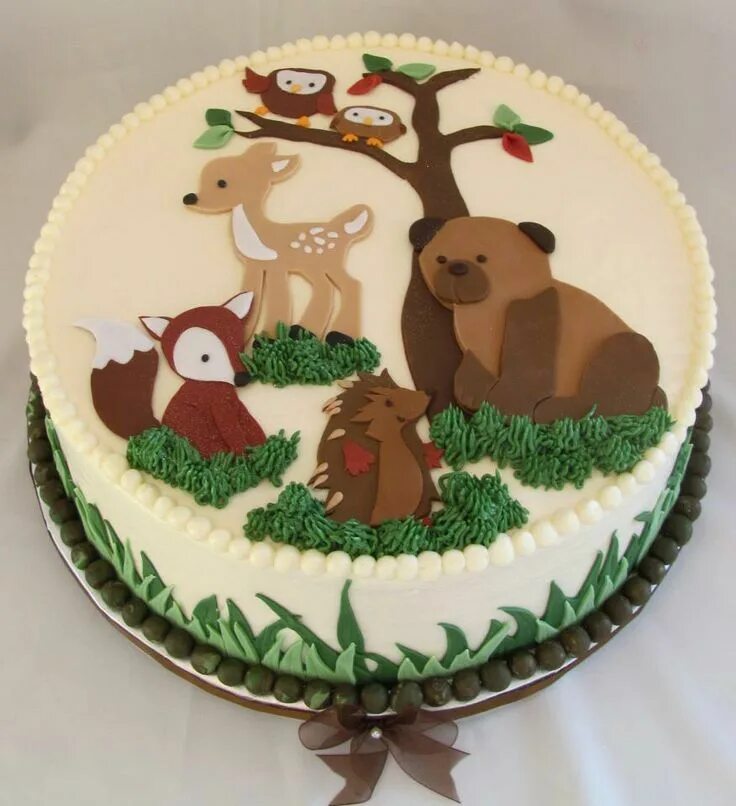 Картинка на торт животные Woodland Baby Shower Cake Ideas