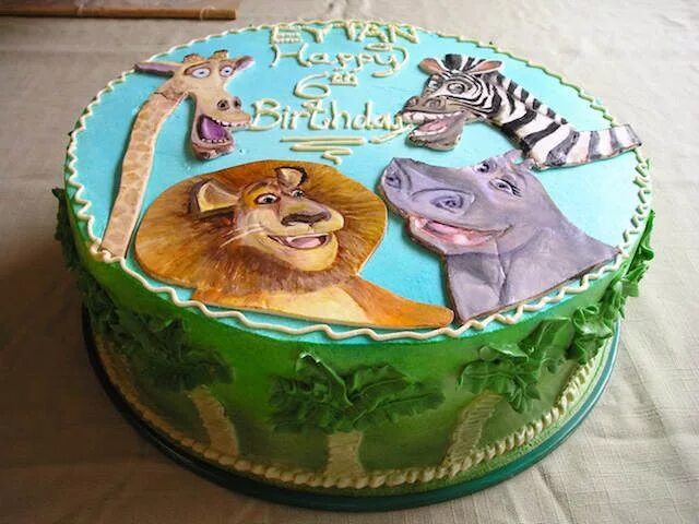 Картинка на торт животные Cumpleaños tematica madagascar Geburtstagskuchen kinder, 6. geburtstagskuchen, K