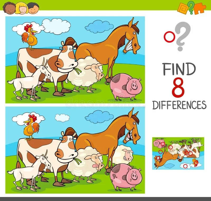 Картинка найди 5 животных Cartoon Figures of Vegetables and Fruits, Illustration of Educa Stock Illustrati