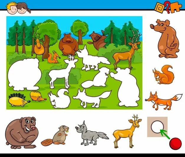 Картинка найди диких животных Tarea para niños en edad preescolar Vector Premium Actividades de los animales, 