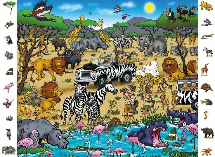 Картинка найти 7 животных Pin op Obrazki do zajęć (Illustrations) Verborgen foto's, Jungle thema activitei