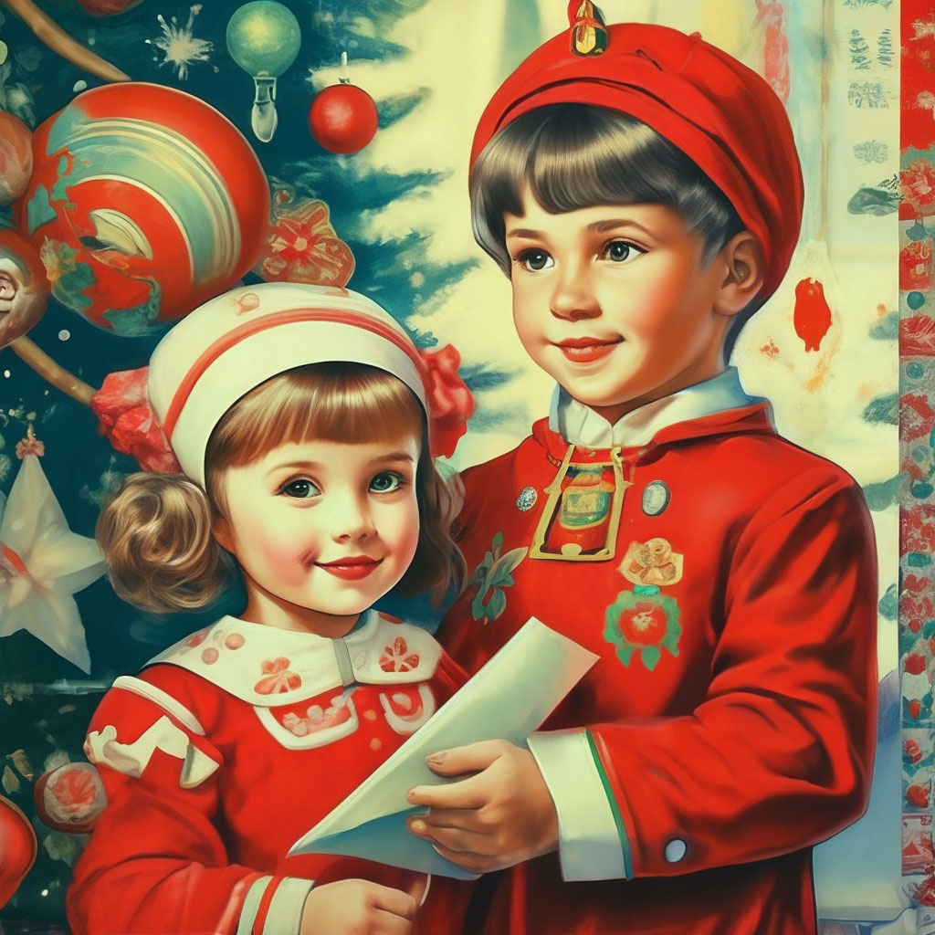 Картинка нового года ссср "New Year's Soviet children's card in ." - image created in Shedevrum