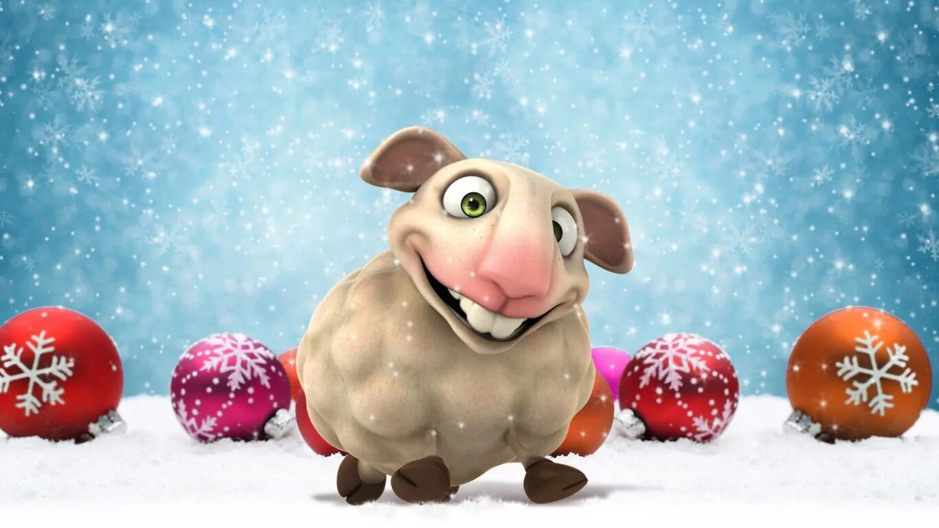 Картинка новый год 2024 прикольная Download wallpaper balls, snow, animal, holiday, balls, toys, graphics, new year