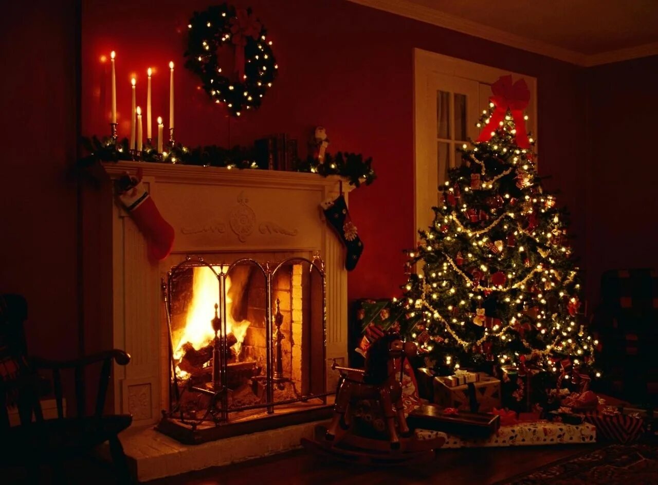 Картинка новый год вечер Christmas 4U Holiday fireplace, Balsam fir christmas tree, Fir christmas tree