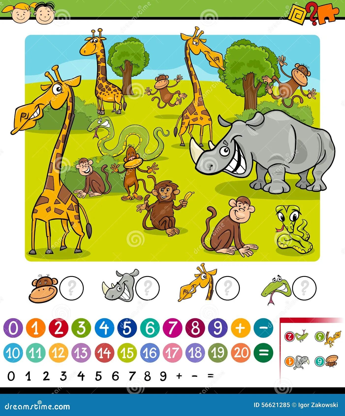 Картинка посчитай животных Calculating Animals Cartoon Game Stock Vector - Illustration of count, playing: 