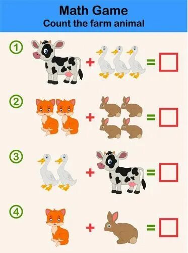 Картинка посчитай животных Education counting game of farm animals vector image on VectorStock in 2023 Educ