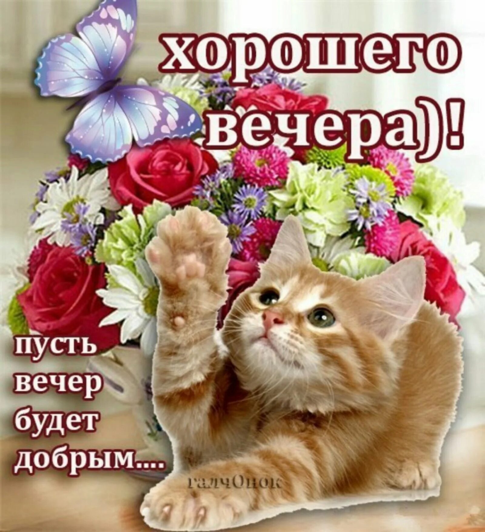 Картинка пожеланий доброго вечера и отличного Хорошего тебе дня и вечера