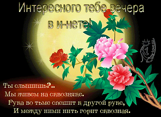 Картинка пожелания доброго вечера мудро Анимированная открытка для тебя