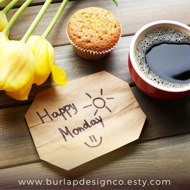 Картинка позитивного рабочего дня Personalized & Framed Burlap Prints by BurlapDesignCo Happy monday morning, Good