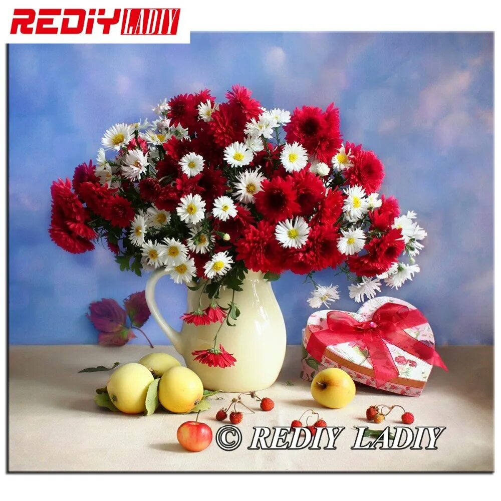 Картинка прекрасный день хорошего здоровья REDIY LADIY Diamond Painting Cross Stitch Flowers in Vase Diamond Embroidery Ful