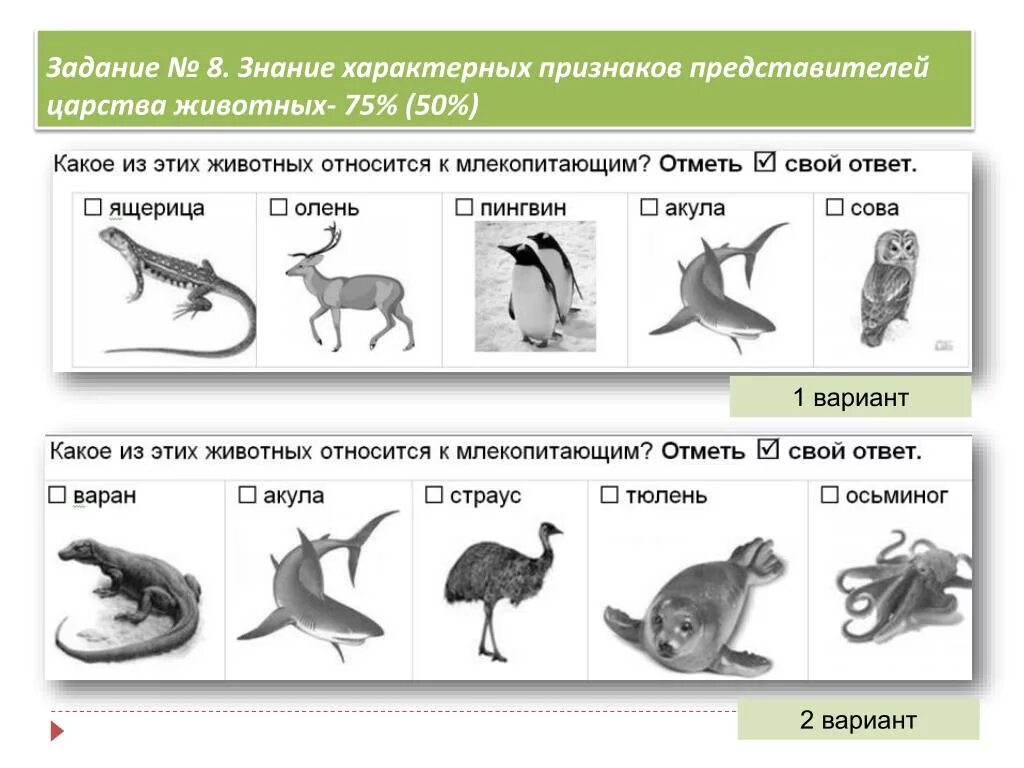Картинка признаки животных PPT - Итоги диагностики качества обучения предметного обучения в 4 классе (окруж