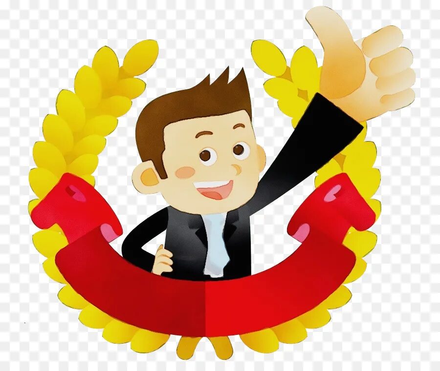 Картинка работник года Cartoon Man - Cartoon Man with Thumbs Up and Laurel Wreath - CleanPNG / KissPNG