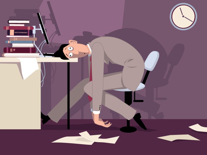 Картинка работник устал Overtime Royalty Free Vector Image - VectorStock