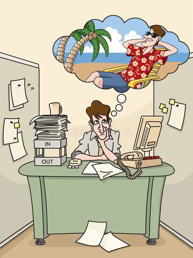 Картинка работник в отпуске Vacation Daydream stock vector. Illustration of legs - 44236113