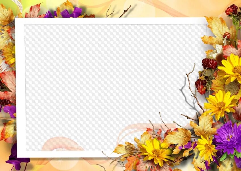 Картинка рамка с днем учителя Autumn, PNG photo frame template PSD