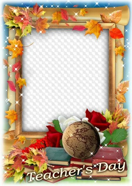Картинка рамка с днем учителя Teachers Day photo frame PSD template, PNG