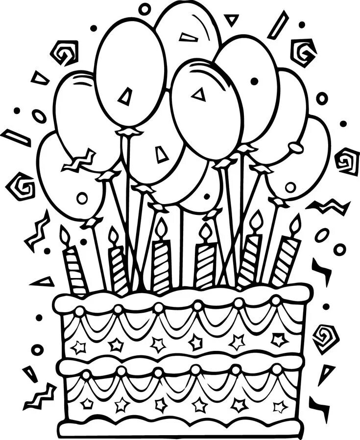 Картинка раскраска с днем рождения Birthday Cake Coloring Pages - Wecoloringpage.com Happy birthday coloring pages,