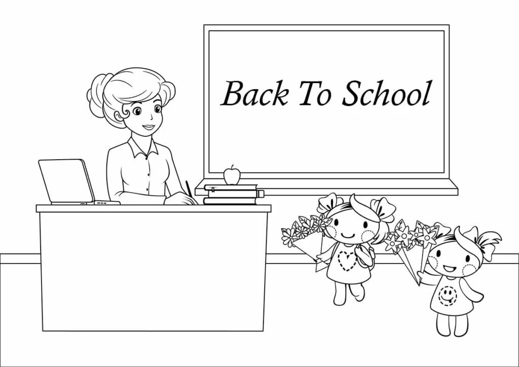 Картинка раскраска с днем учителя красивая Back to School Coloring Pages. Free 65 Printable Images