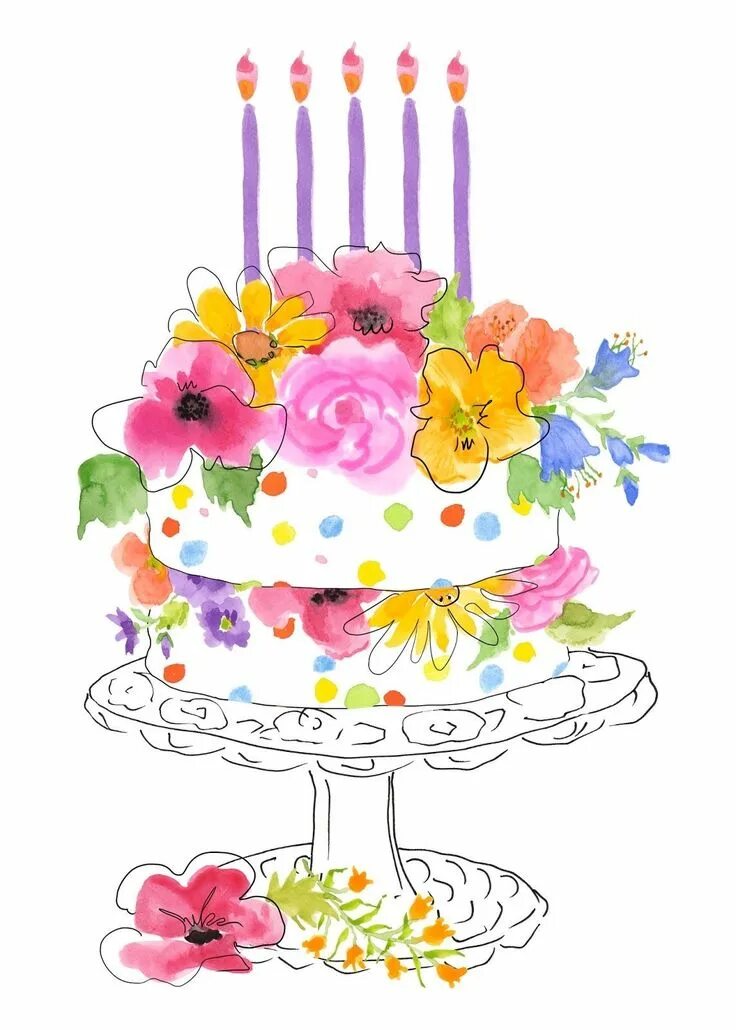Картинка рисованная с днем рождения женщине Pin by Gayle on Birthdays Happy birthday illustration, Birthday illustration, Wa
