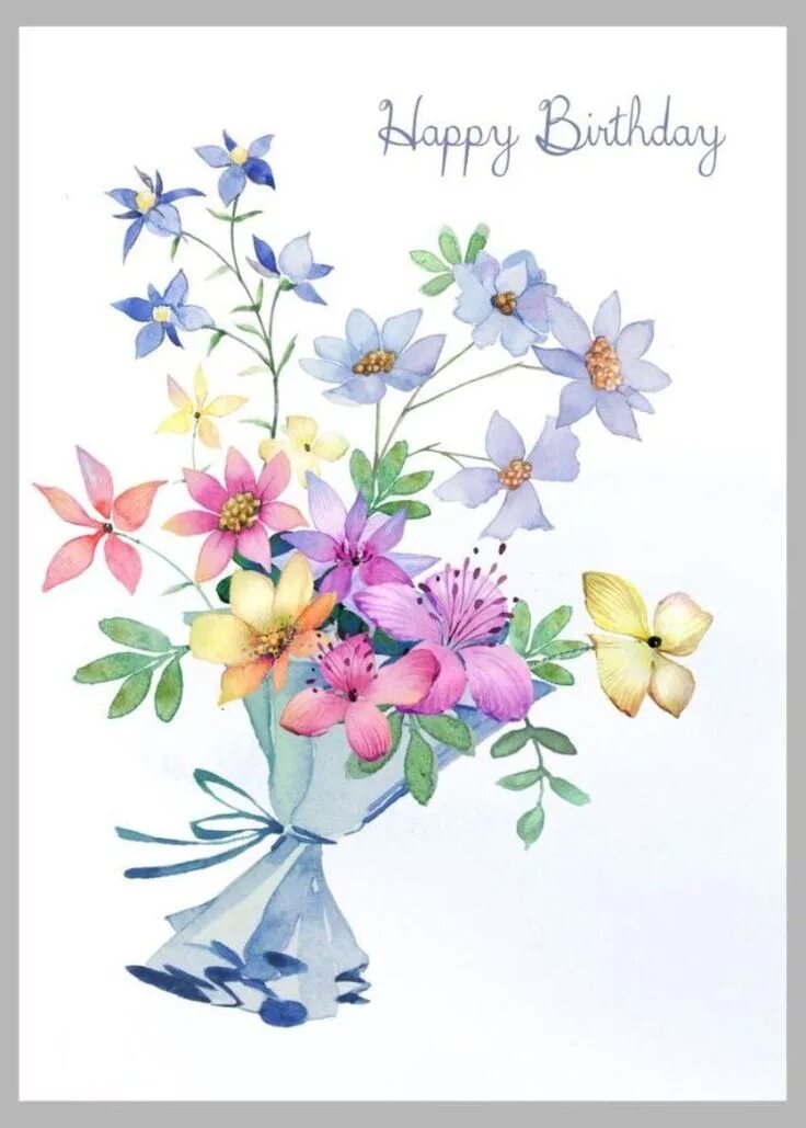 Картинка рисованная с днем рождения женщине Fem Flor 2 Edit 3 Happy birthday, Happy birthday cards, Birthday greetings