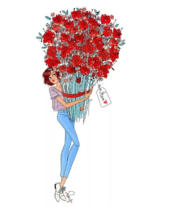 Картинка рисованная с днем рождения женщине Portfolio 2015 Roxy LAPASSADE Illustrations pour l'agence Virginie Art heureux, 