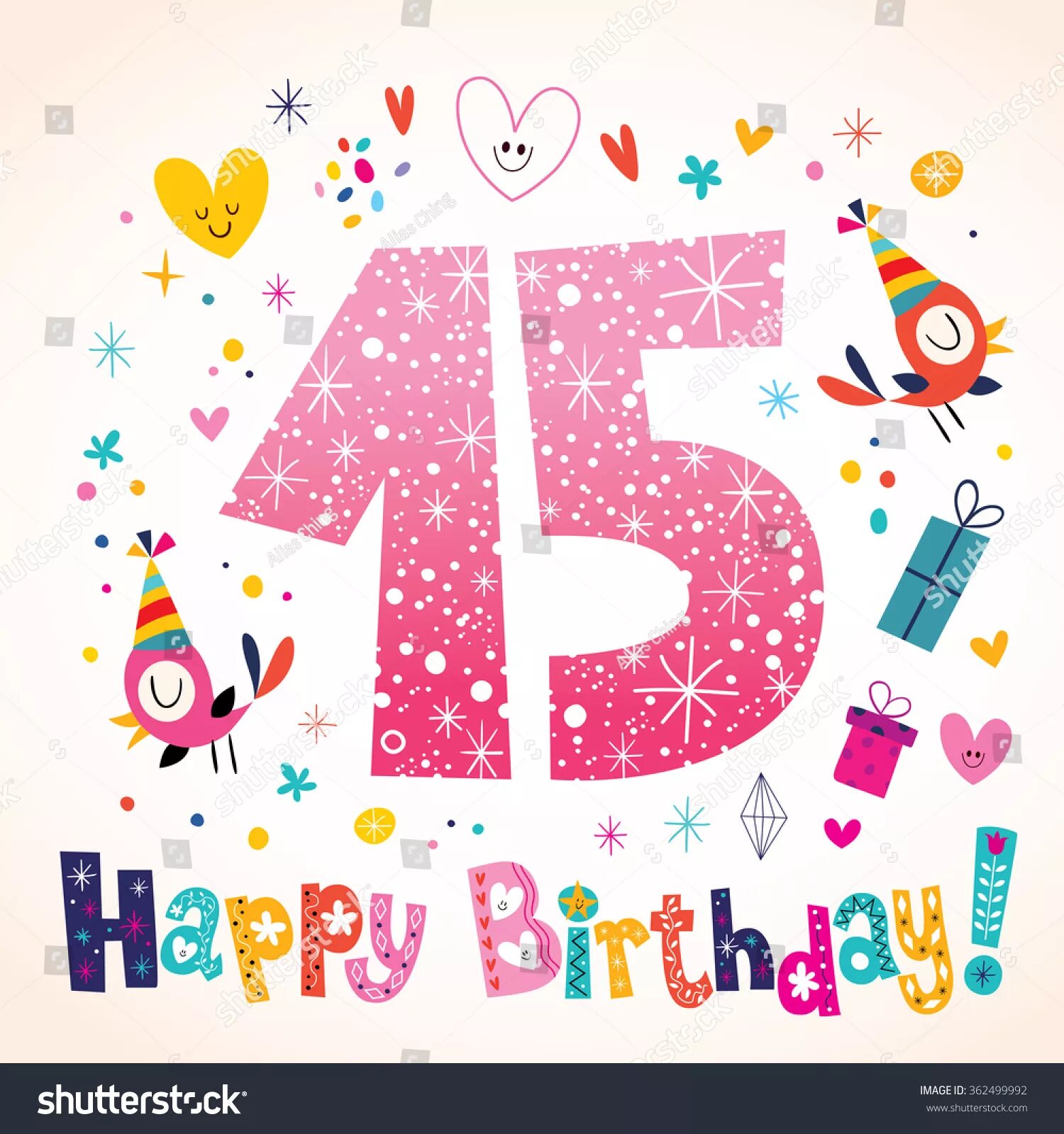 Картинка с днем рождения 15 лет девочке Happy Birthday 15: Over 7,206 Royalty-Free Licensable Stock Illustrations & Draw