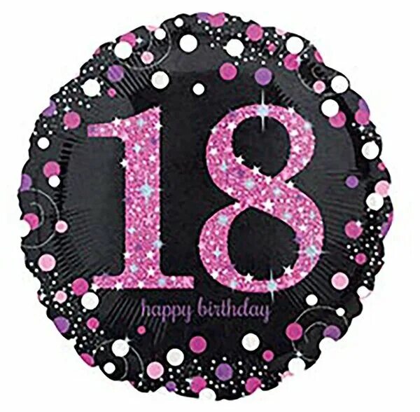 Картинка с днем рождения 18 Шар фольгированный 18" Happy Birthday "18", 1 шт./В упаковке шт: 5 - купить в ин