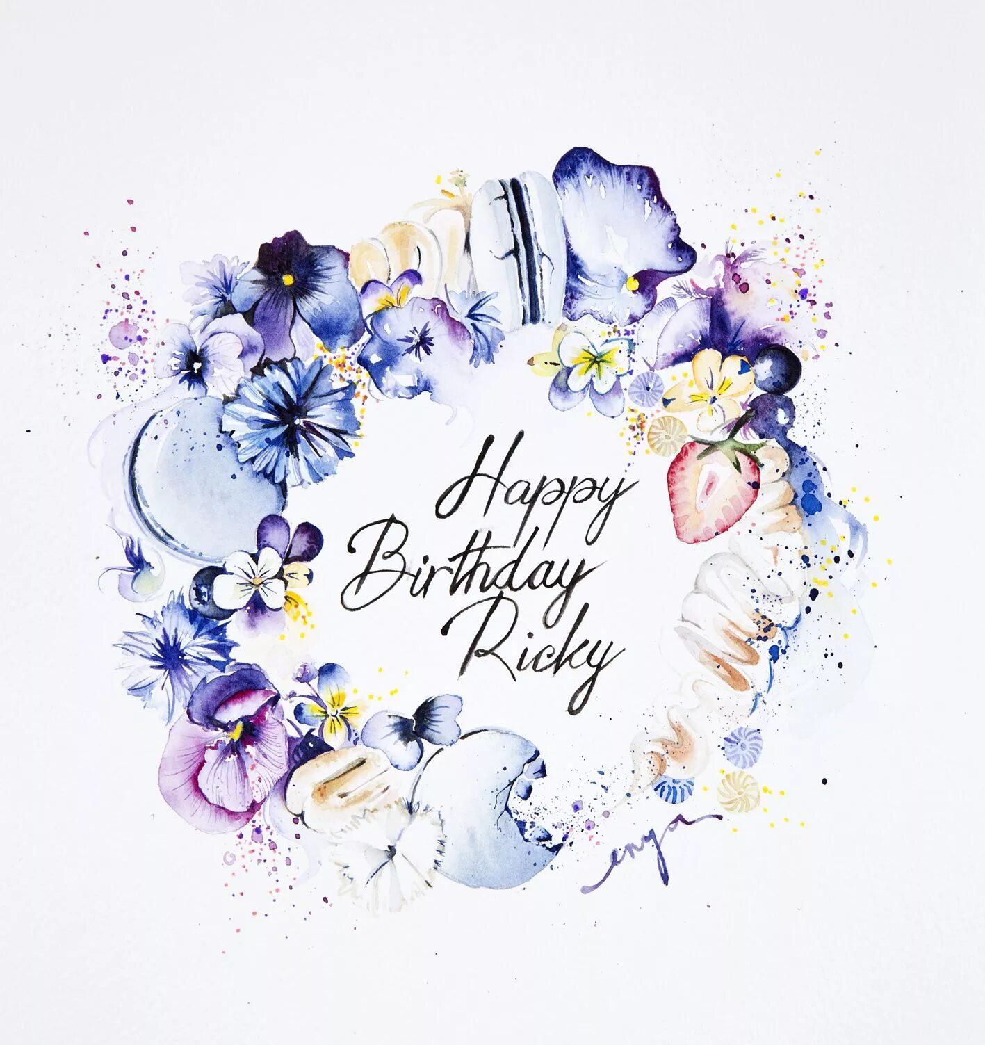 Картинка с днем рождения акварель женщине Customised birthday gift Wreath watercolor, Watercolor illustration, Watercolor