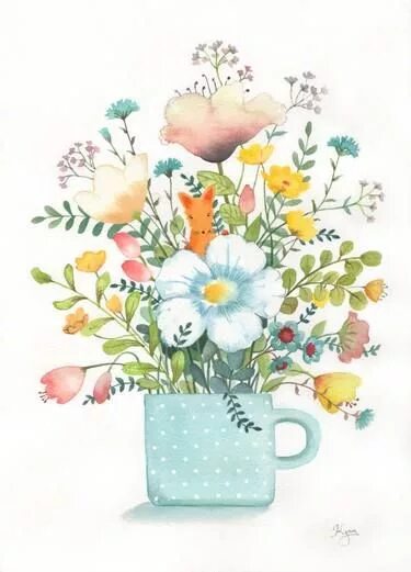 Картинка с днем рождения акварель женщине Fox in Flowers. /water Art Print (с изображениями) Акварельные иллюстрации, Иску