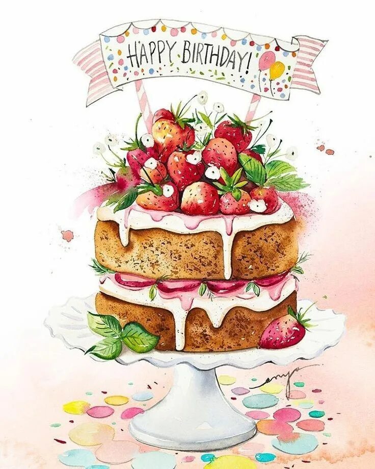 Картинка с днем рождения акварель женщине Pin di La Ele 83 su Happy birthday to you!! Buon compleanno, Auguri di compleann