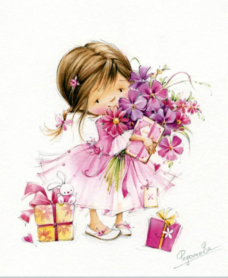 Картинка с днем рождения девочке 9 лет marina f. Art, Cute drawings, Decoupage
