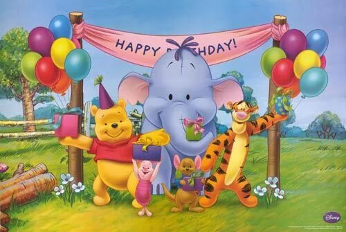 Картинка с днем рождения малыша Pin de Luanne Brendlinger en Winnie the Pooh Tarjetas de cumpleaños, Imágenes de