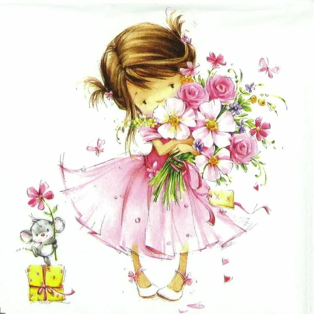 Картинка с днем рождения родителям девочки 4x Single Paper Napkins -Little Princess- for Party, Decoupage Decopatch Craft Д