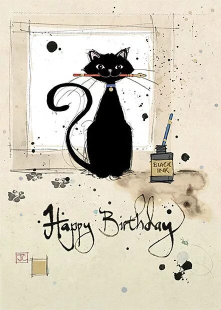 Картинка с днем рождения с котом Ink Cat Cat birthday, Cat birthday card, Cat art